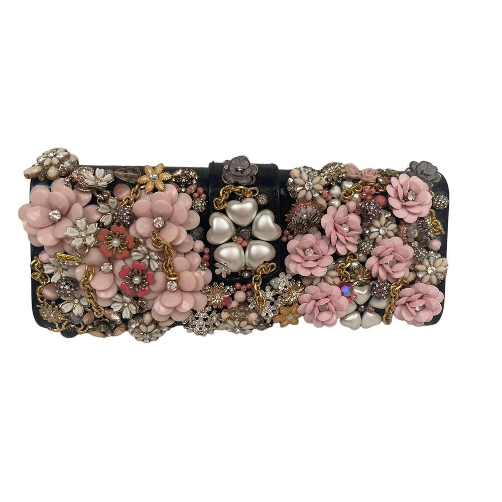 Flower vintage jewelry clutch purse handbag